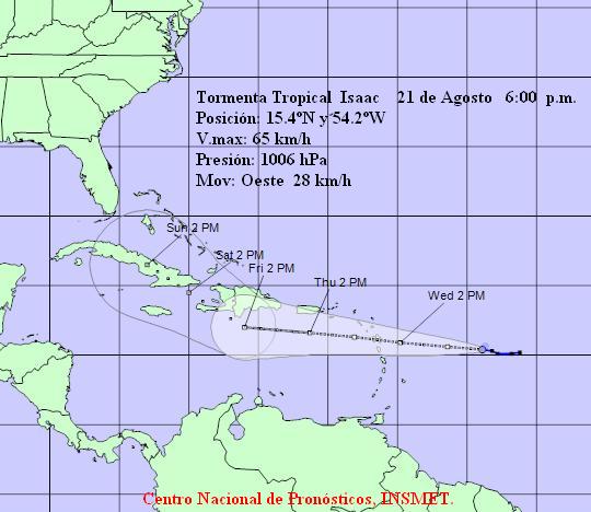 cono Tormenta Tropical Isaac