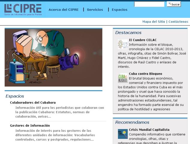 Portada del Portal del Centro de Información Para La Prensa