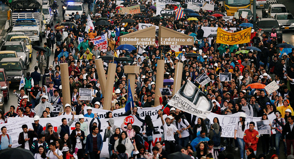 Protestas de estudiantes universitarios en Colombia