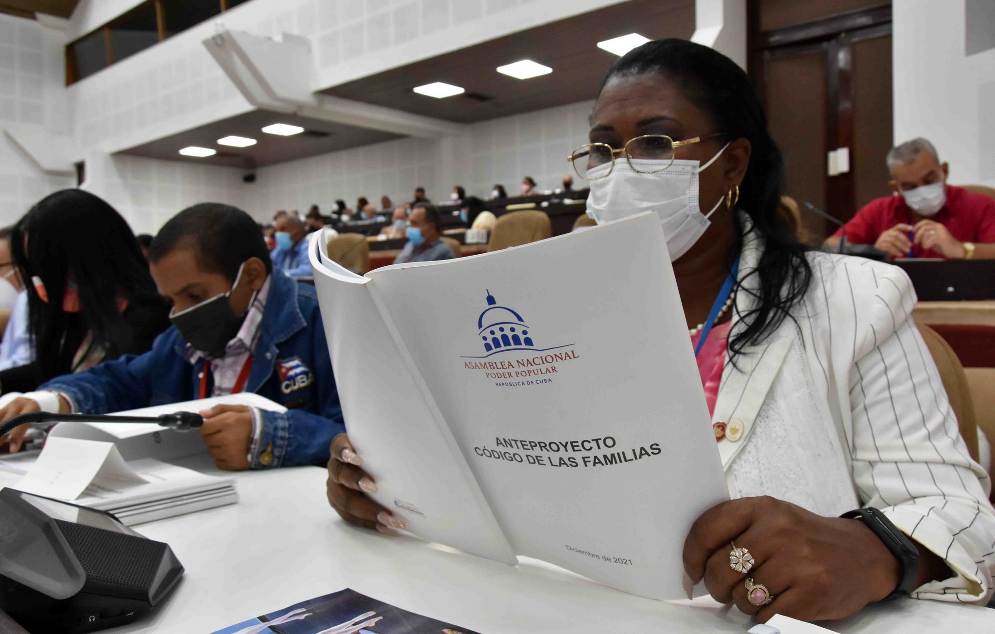 diputada leyendo anteproyecto del Código de Familias