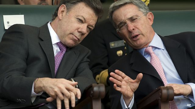 Juan M. Santos y Álvaro Uribe, Colombia