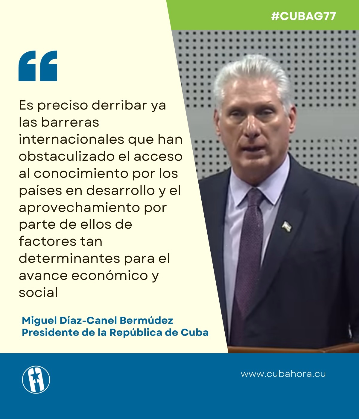 Postal Diaz-Canel en la Cumbre del G77 y China