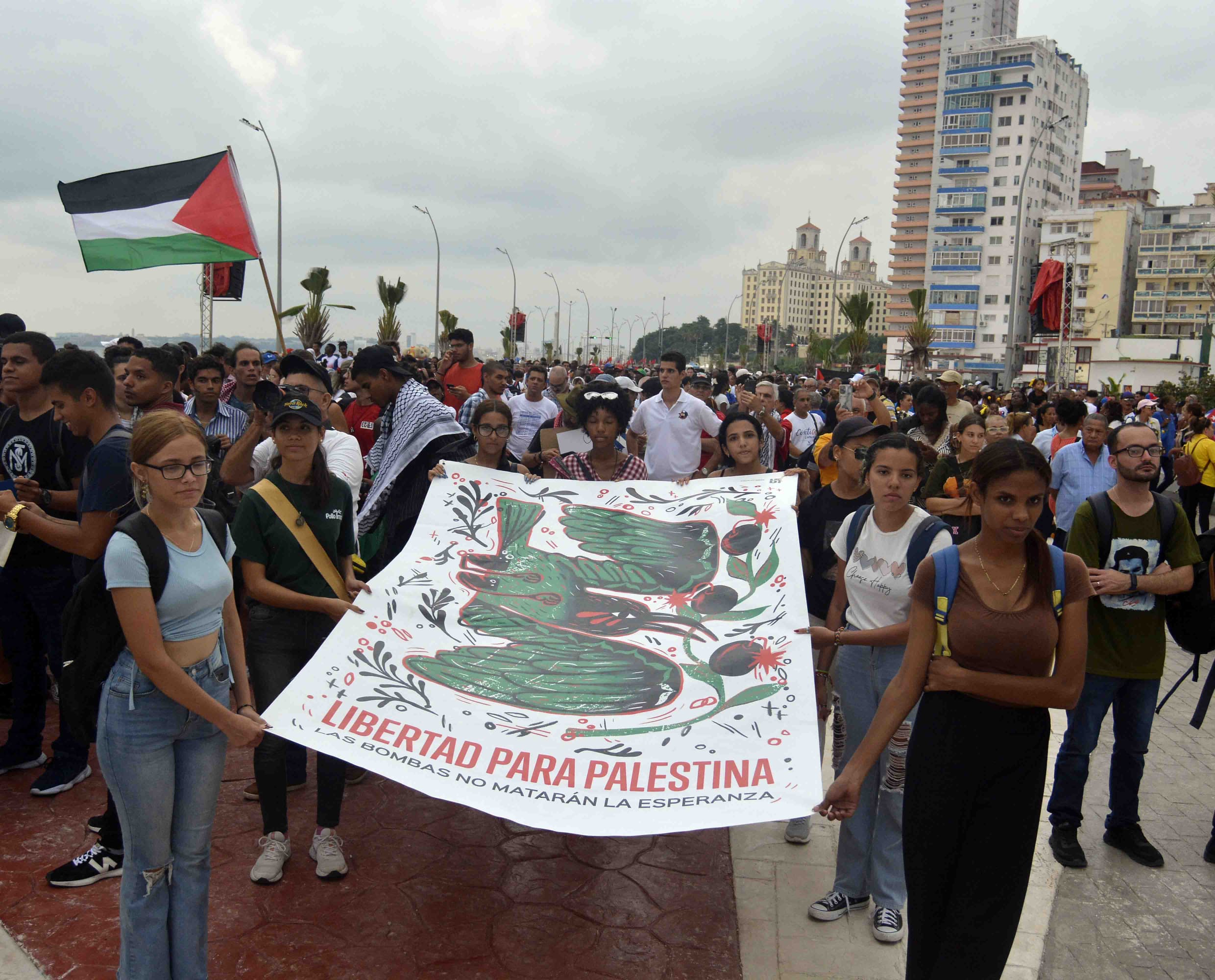 La Habana marcha en solidaridad con Palestina. 