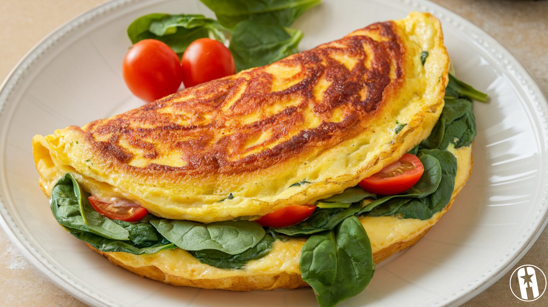 Tortilla de espinaca, tomate y queso